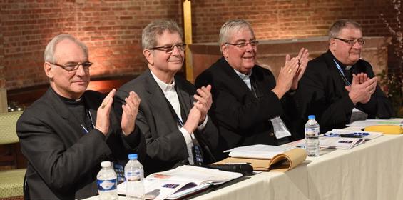 Mgr Jaeger, Mgr Ulrich, Mgr Garnier et Mgr Coliche lors de la 4e assemblée du Concile provincial en janvier 2015